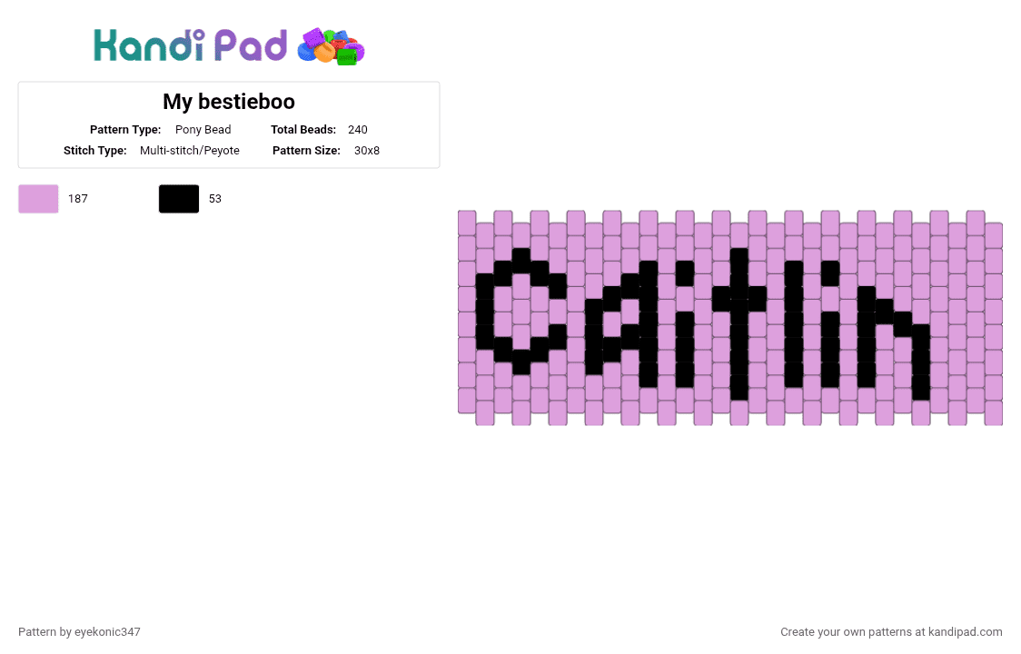 My bestieboo - Pony Bead Pattern by eyekonic347 on Kandi Pad - pink