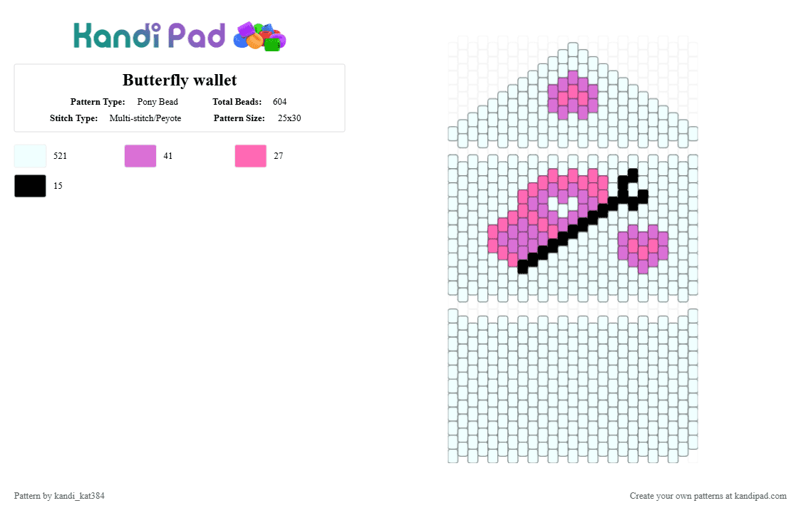 Butterfly wallet - Pony Bead Pattern by kandi_kat384 on Kandi Pad - white