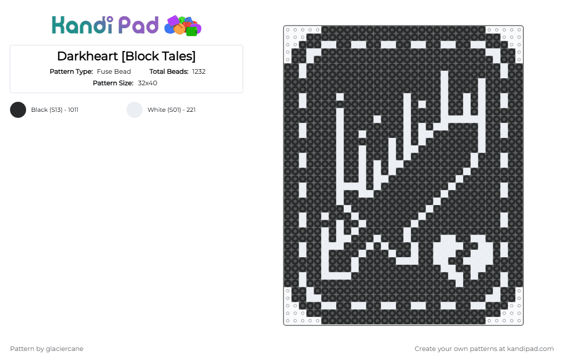Darkheart [Block Tales] - Fuse Bead Pattern by glaciercane on Kandi Pad - black,blocktales,darkheart,sfoth,sword,brokenheart,dark,wield,sharp
