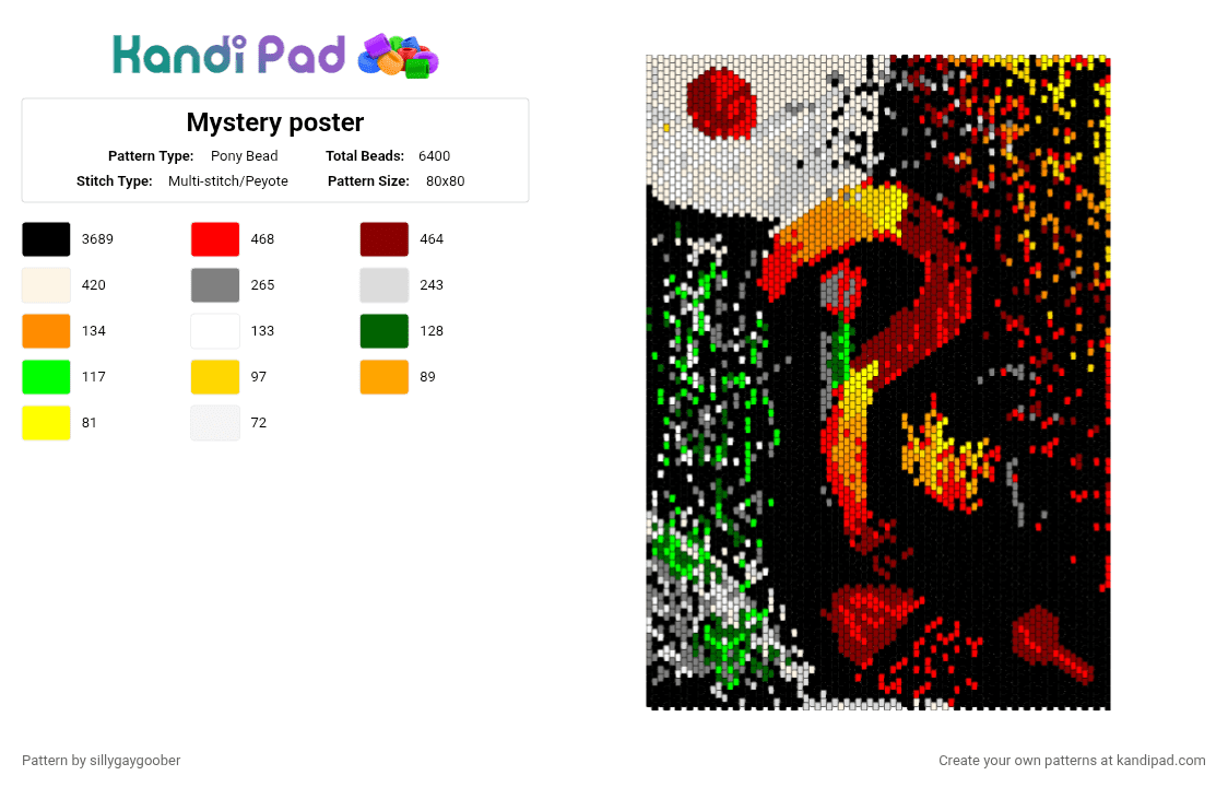 Mystery poster - Pony Bead Pattern by sillygaygoober on Kandi Pad - fire,mystery,cotdmystery