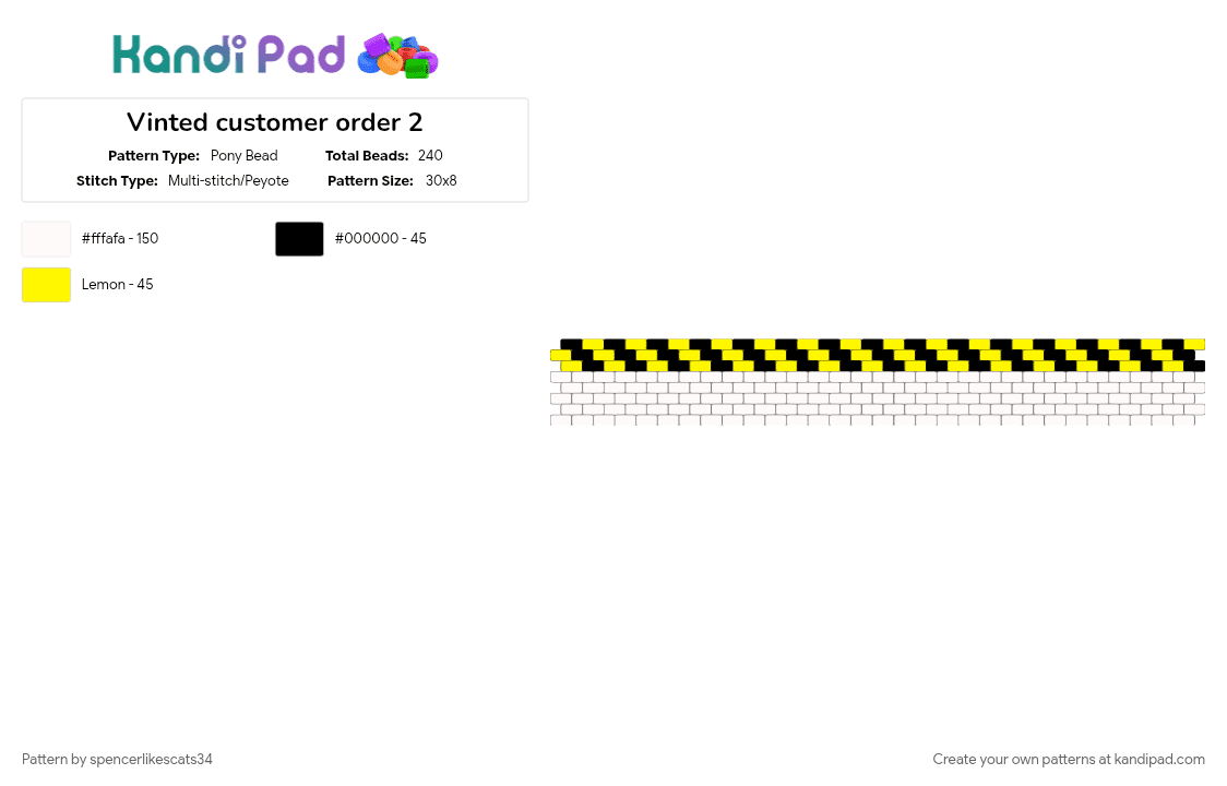 Vinted customer order 2 - Pony Bead Pattern by spencerlikescats34 on Kandi Pad - white