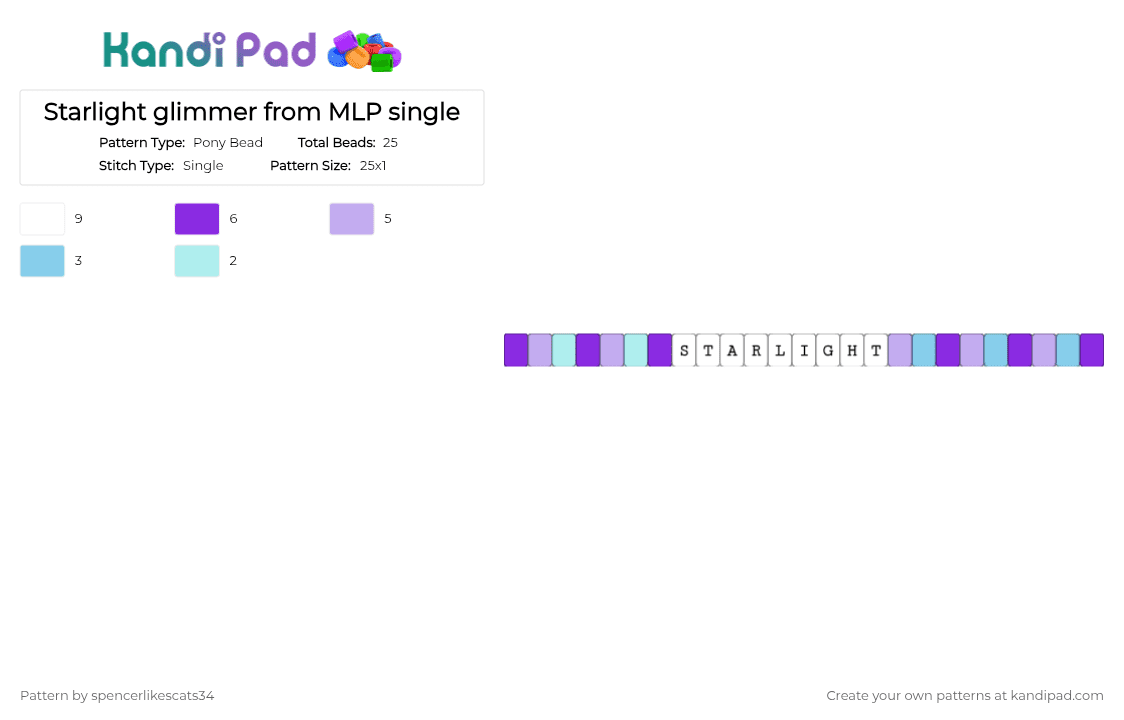 Starlight glimmer from MLP single - Pony Bead Pattern by spencerlikescats34 on Kandi Pad - purple