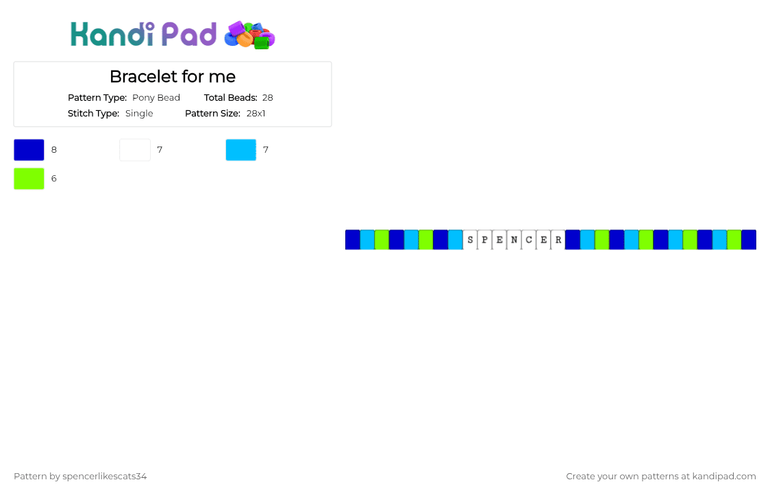 Bracelet for me - Pony Bead Pattern by spencerlikescats34 on Kandi Pad - purple,light blue