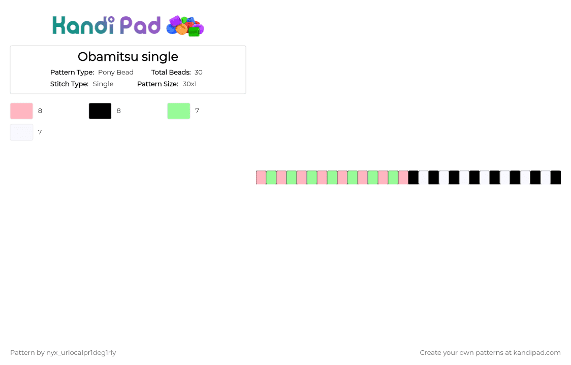 Obamitsu single - Pony Bead Pattern by ochaco_uraraka on Kandi Pad - pink,teal