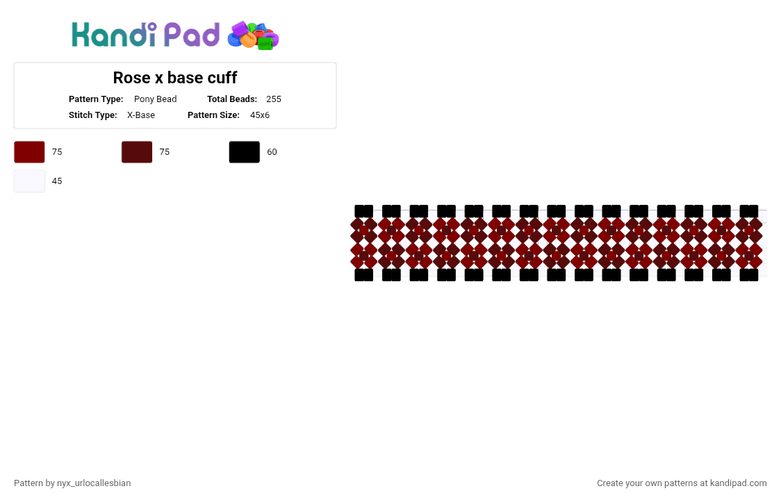 Rose x base cuff - Pony Bead Pattern by ochaco_uraraka on Kandi Pad - brown