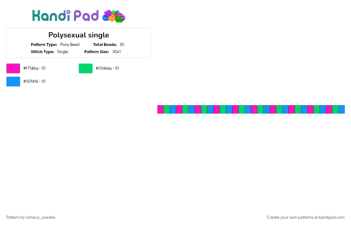 Polysexual single - Pony Bead Pattern by ochaco_uraraka on Kandi Pad - 