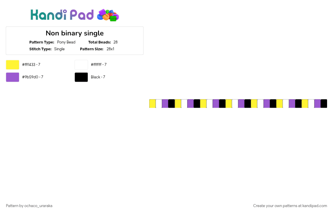 Non binary single - Pony Bead Pattern by ochaco_uraraka on Kandi Pad - 