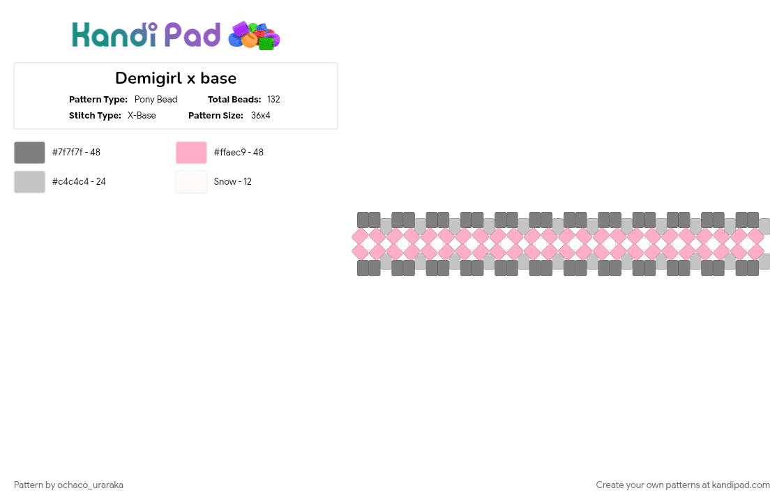 Demigirl x base - Pony Bead Pattern by ochaco_uraraka on Kandi Pad - 