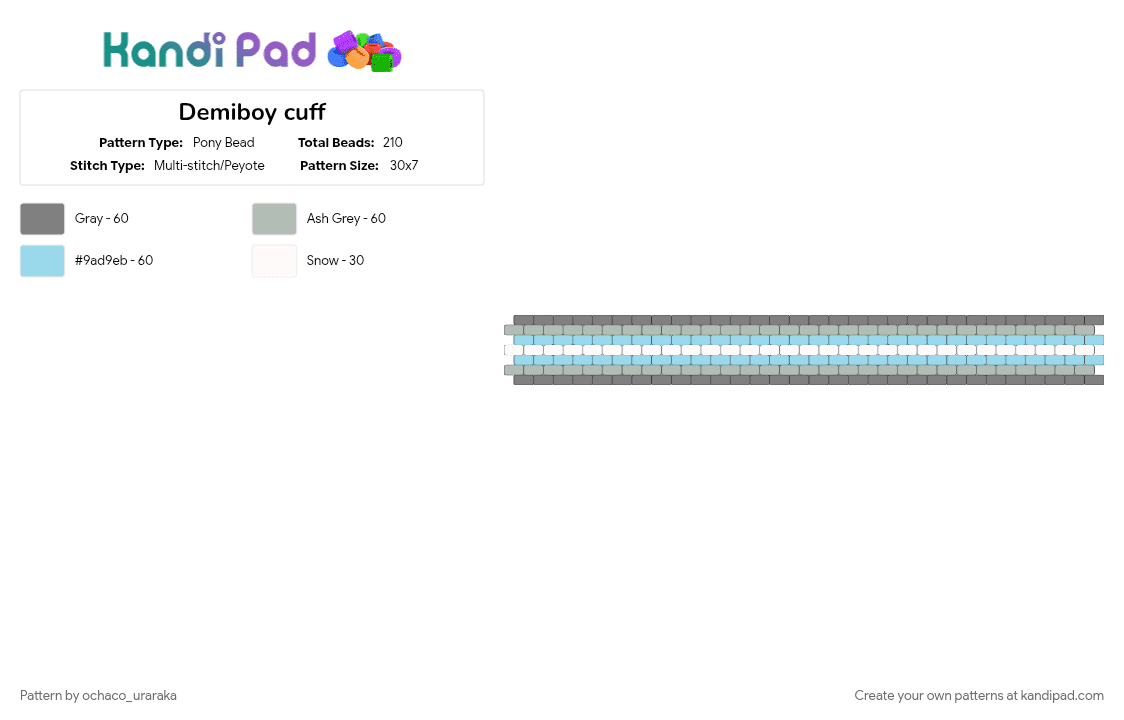 Demiboy cuff - Pony Bead Pattern by ochaco_uraraka on Kandi Pad - 