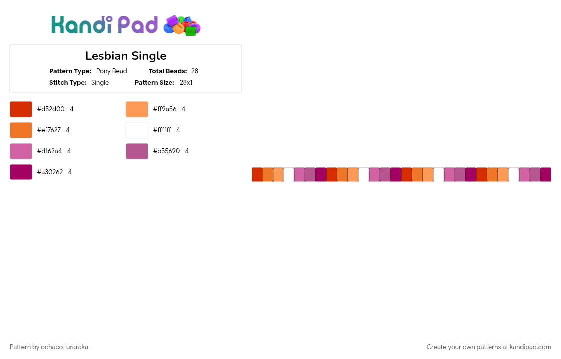 Lesbian Single - Pony Bead Pattern by ochaco_uraraka on Kandi Pad - 