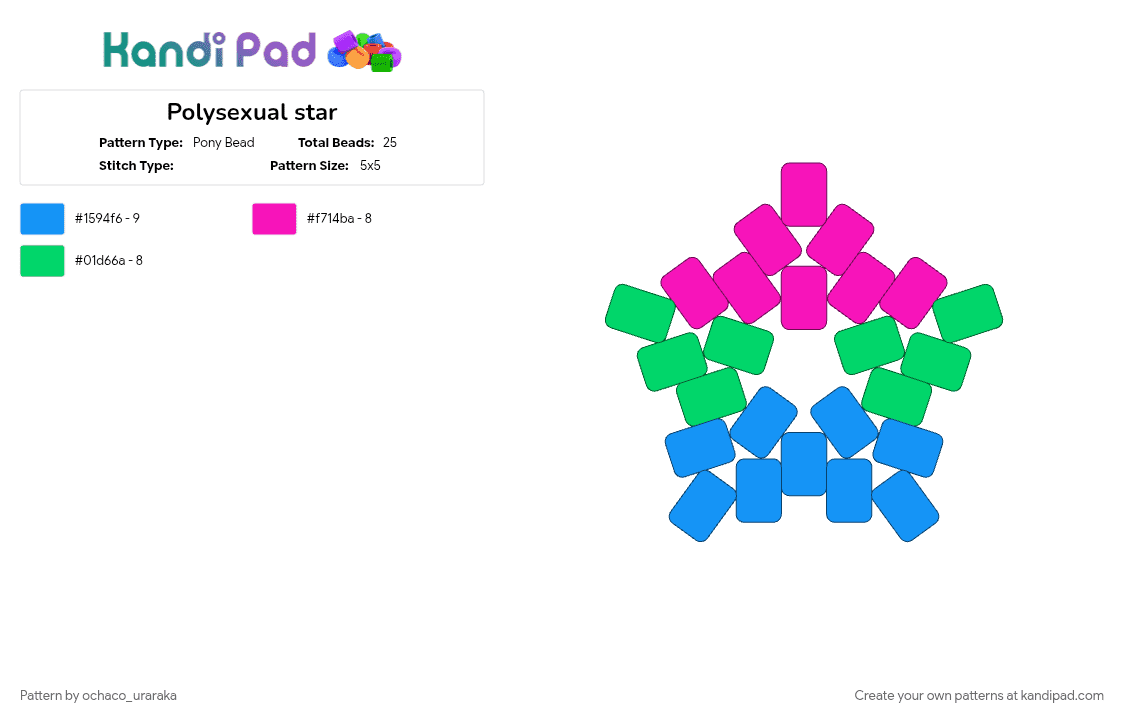 Polysexual star - Pony Bead Pattern by ochaco_uraraka on Kandi Pad - 