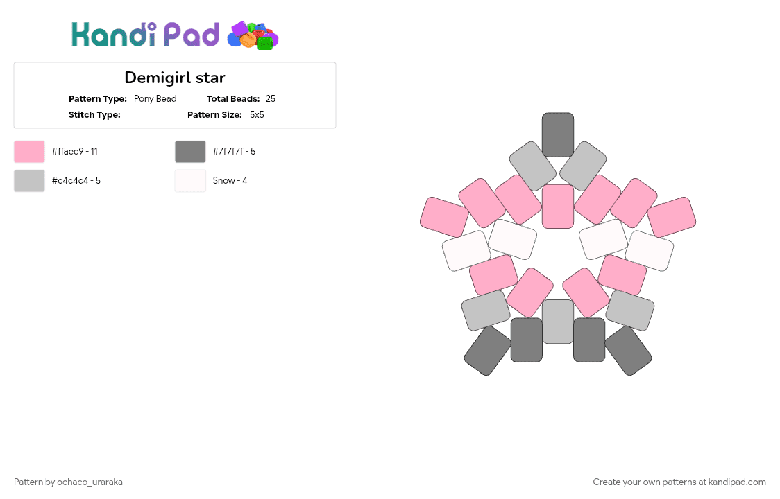 Demigirl star - Pony Bead Pattern by ochaco_uraraka on Kandi Pad - 