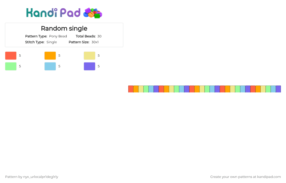 Random single - Pony Bead Pattern by ochaco_uraraka on Kandi Pad - orange,teal,blue,colorful
