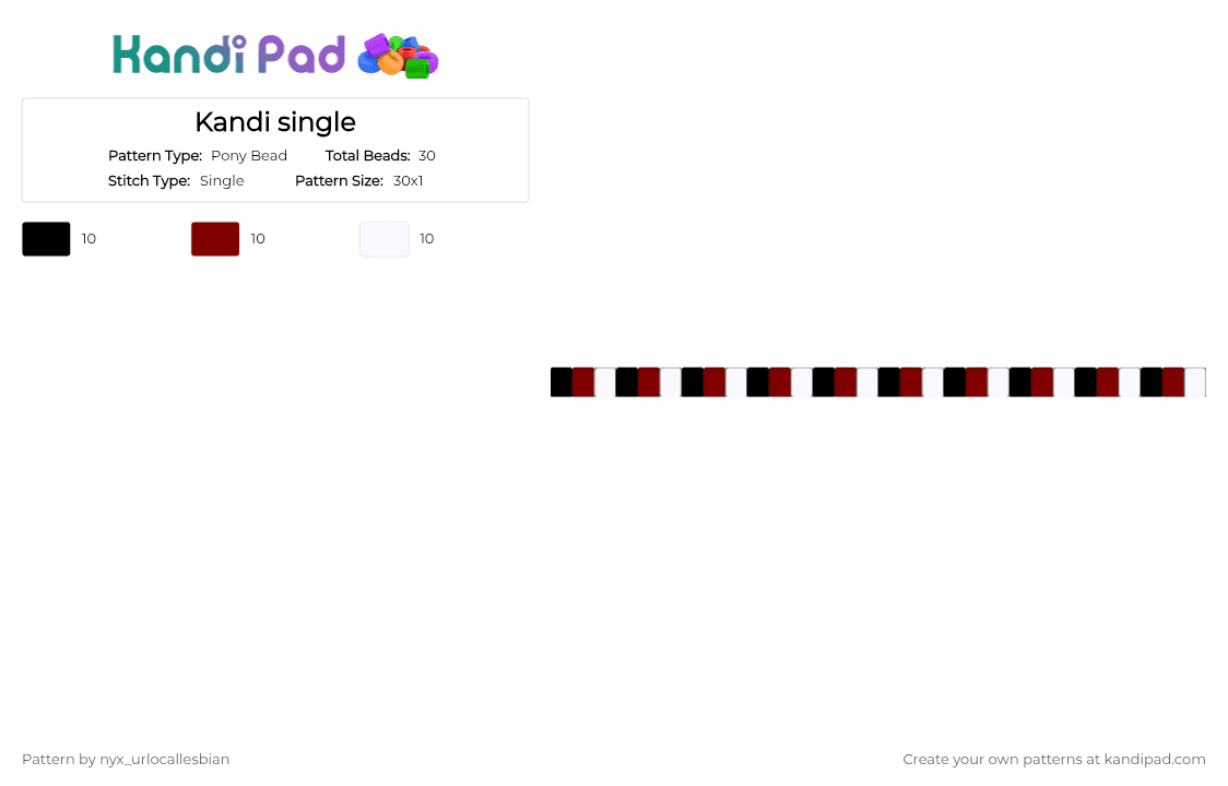 Kandi single - Pony Bead Pattern by ochaco_uraraka on Kandi Pad - brown,white