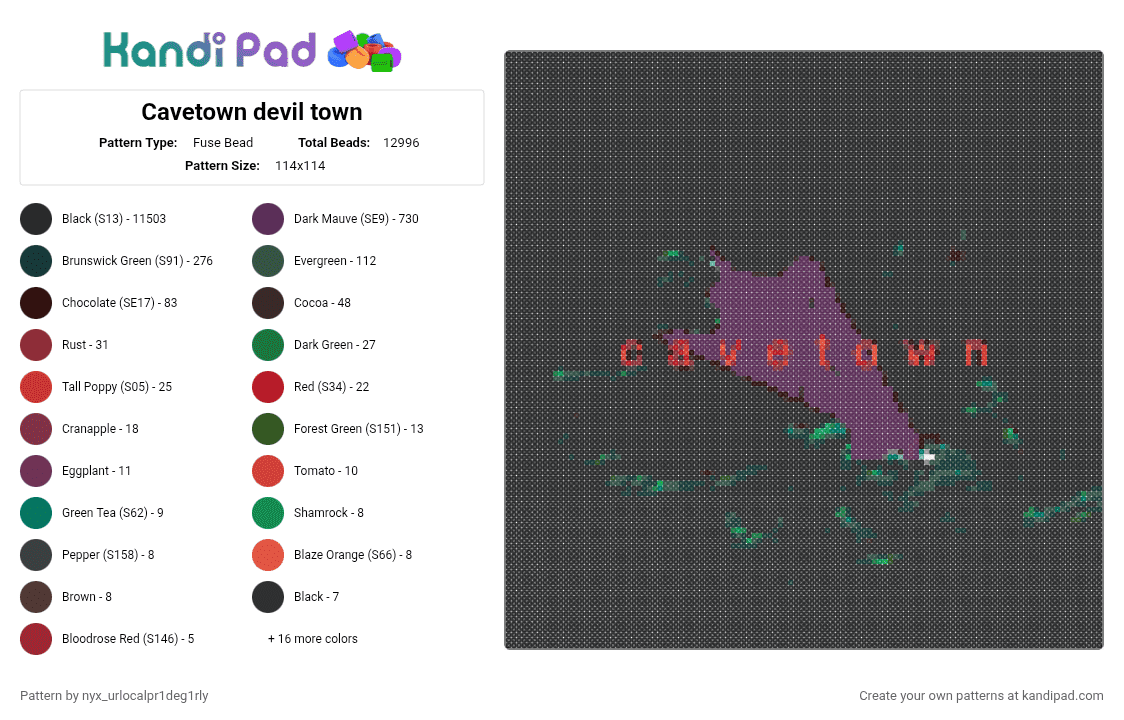 Cavetown devil town - Fuse Bead Pattern by nyx_urlocalpr1deg1rly on Kandi Pad - 