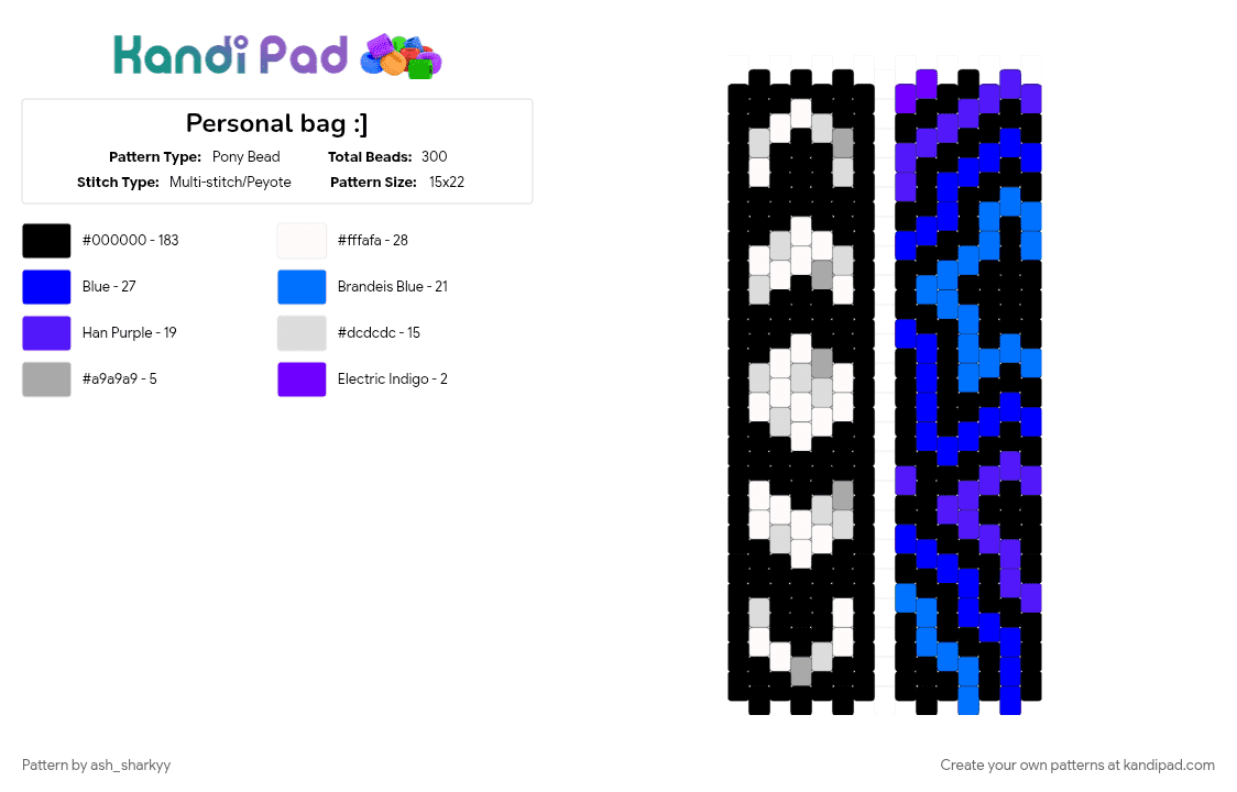 Personal bag :] - Pony Bead Pattern by ash_sharkyy on Kandi Pad - black, purple