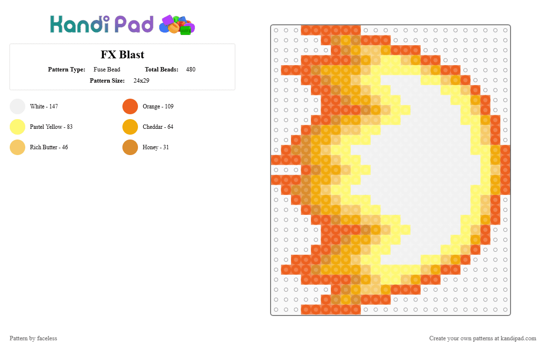 FX Blast - Fuse Bead Pattern by faceless on Kandi Pad - yellow,orange,mega man zx,model fx,projectile