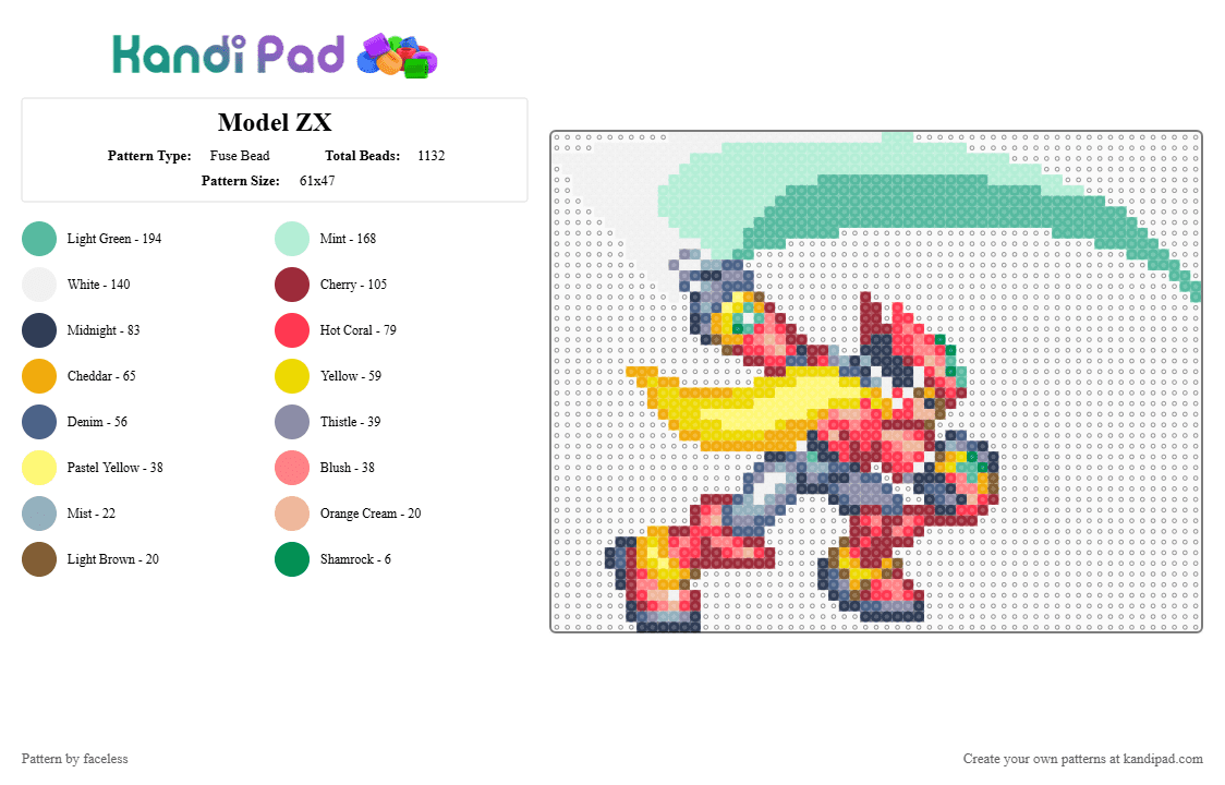 Model ZX - Fuse Bead Pattern by faceless on Kandi Pad - teal,light blue,purple,colorful,mega man zx,model zx