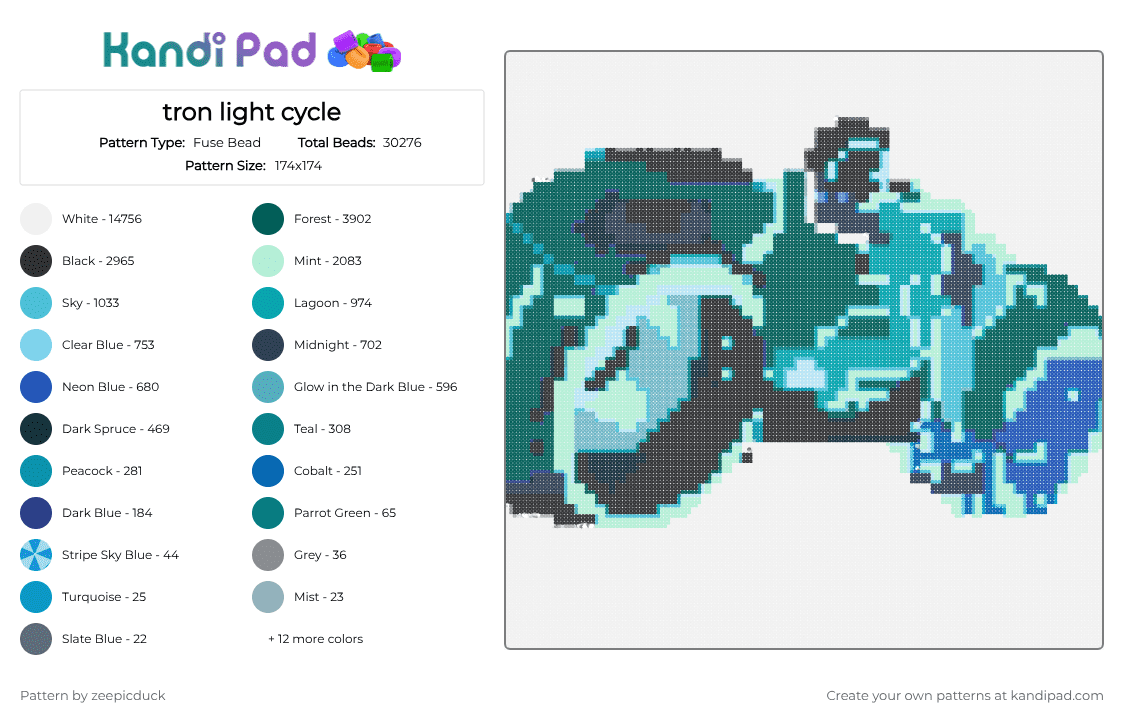 tron light cycle - Fuse Bead Pattern by zeepicduck on Kandi Pad - cotdsynthwaveaesthetics