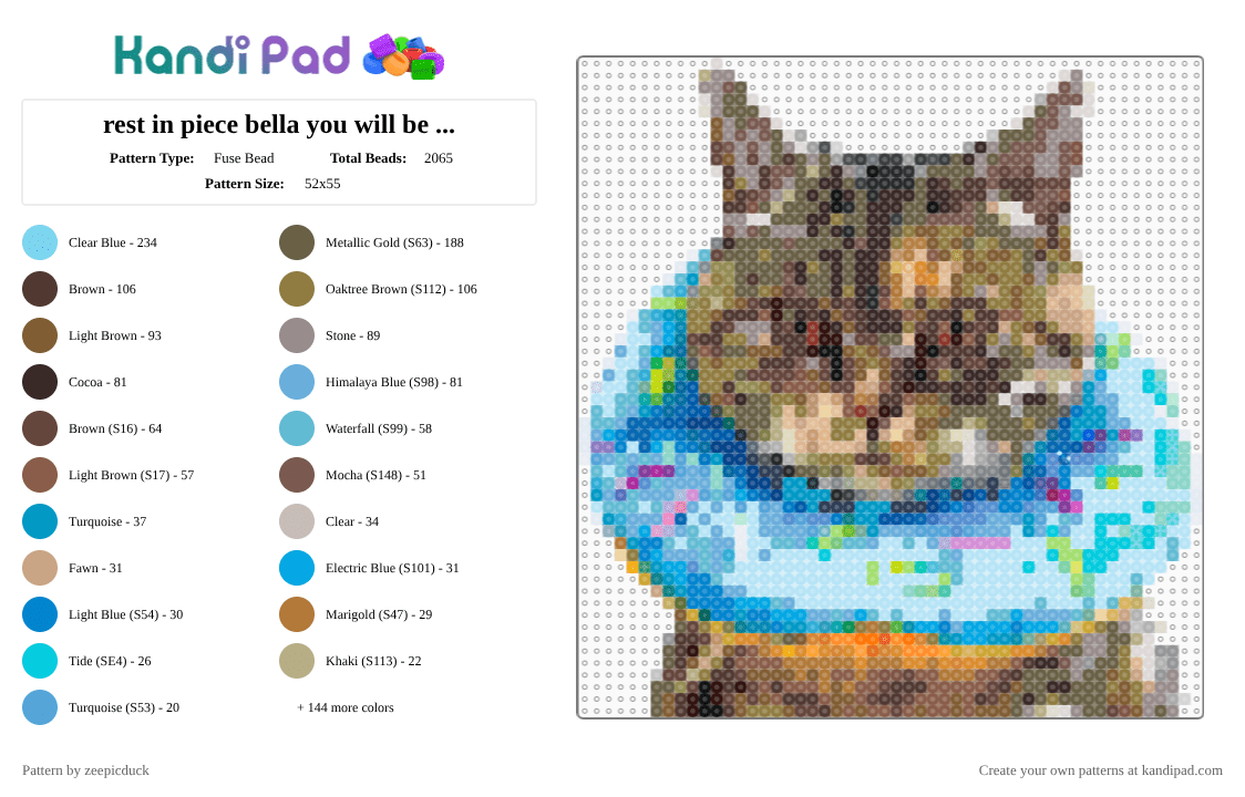rest in piece bella you will be missed - Fuse Bead Pattern by zeepicduck on Kandi Pad - 