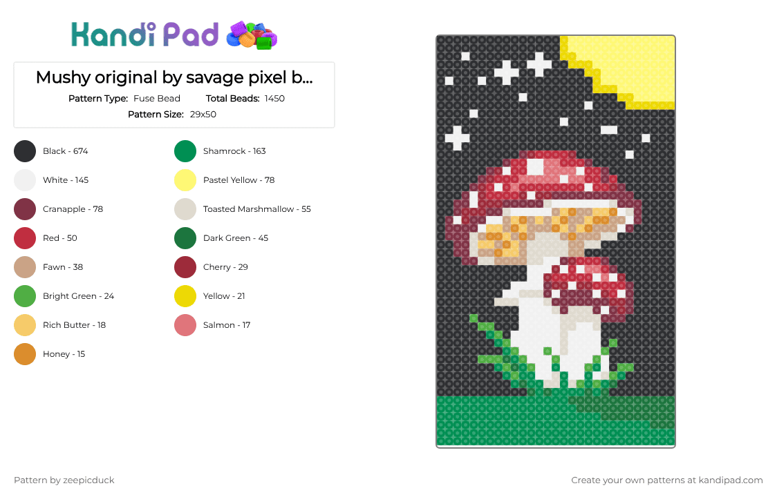 Mushy original by savage pixel beads - Fuse Bead Pattern by zeepicduck on Kandi Pad - black, green, red, yellow