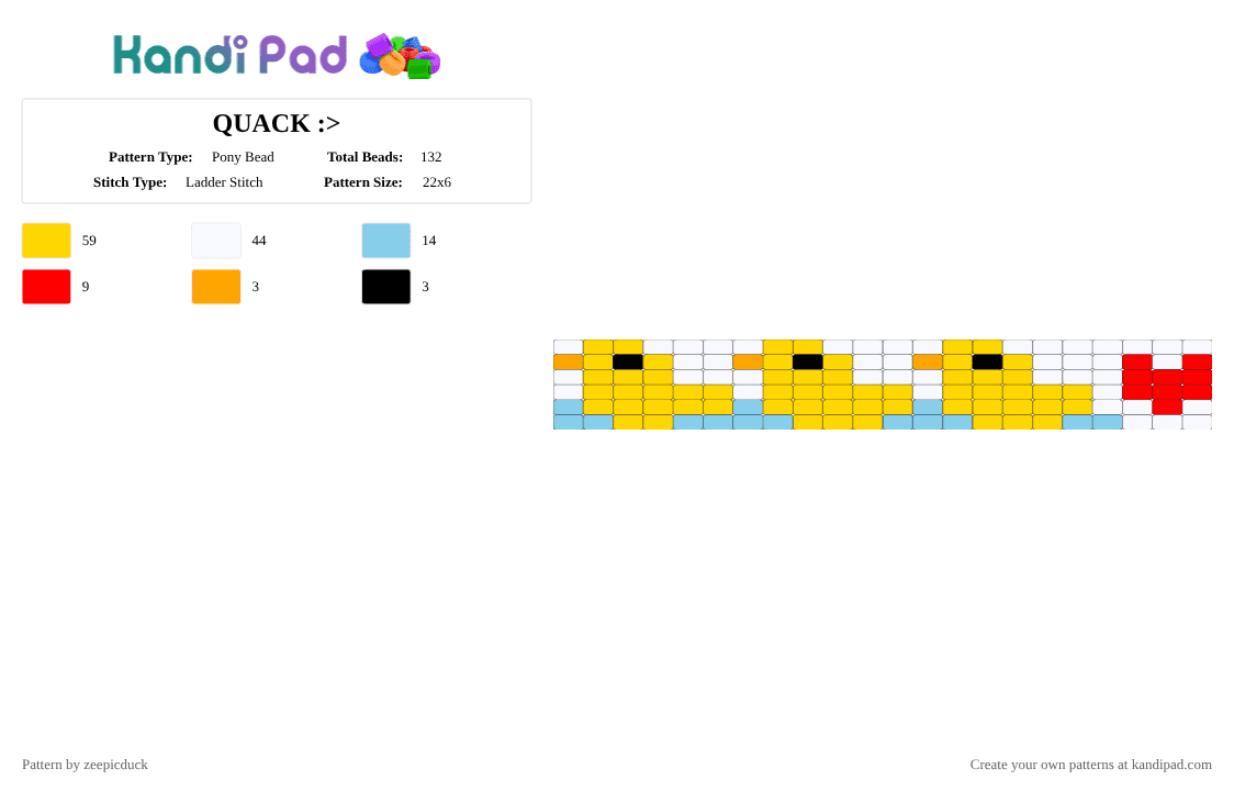 QUACK :> - Pony Bead Pattern by zeepicduck on Kandi Pad - yellow