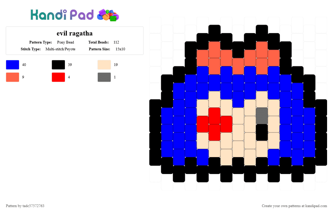 evil ragatha - Pony Bead Pattern by tadc57572763 on Kandi Pad - purple,beige