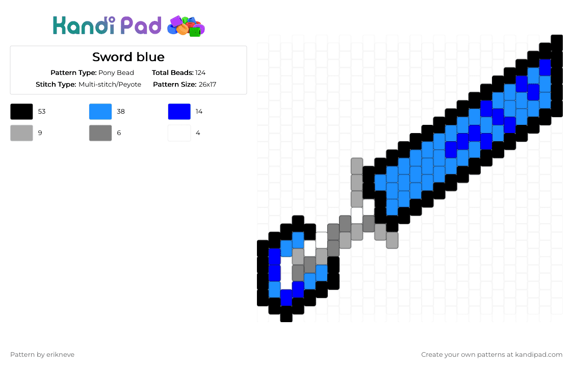 Sword blue - Pony Bead Pattern by erikneve on Kandi Pad - light blue