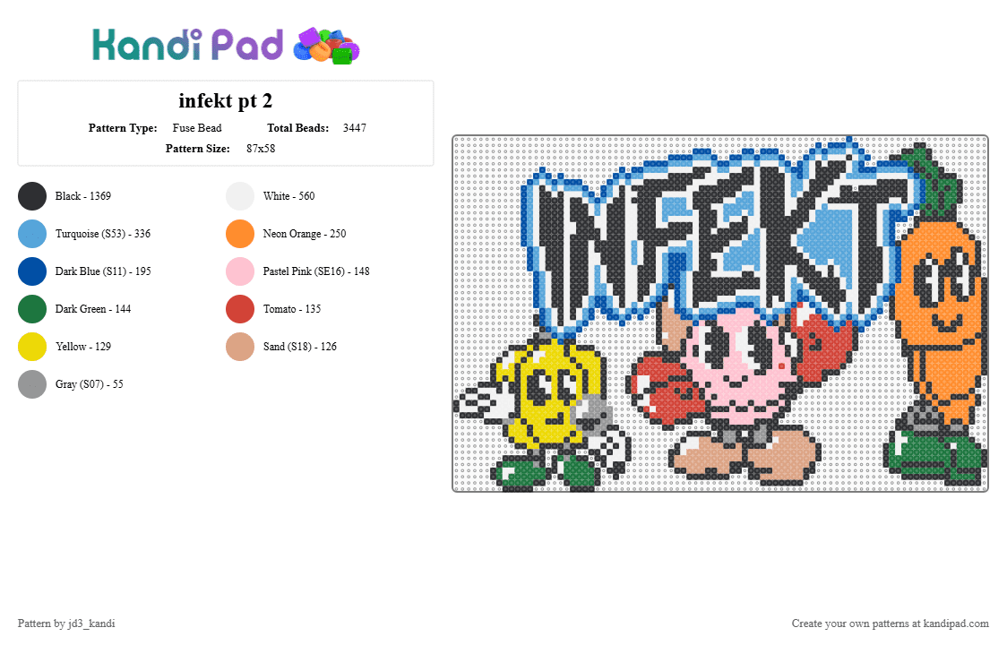 infekt pt 2 - Fuse Bead Pattern by jd3_kandi on Kandi Pad - infekt,dj,music,edm,black,light blue,pink,colorful