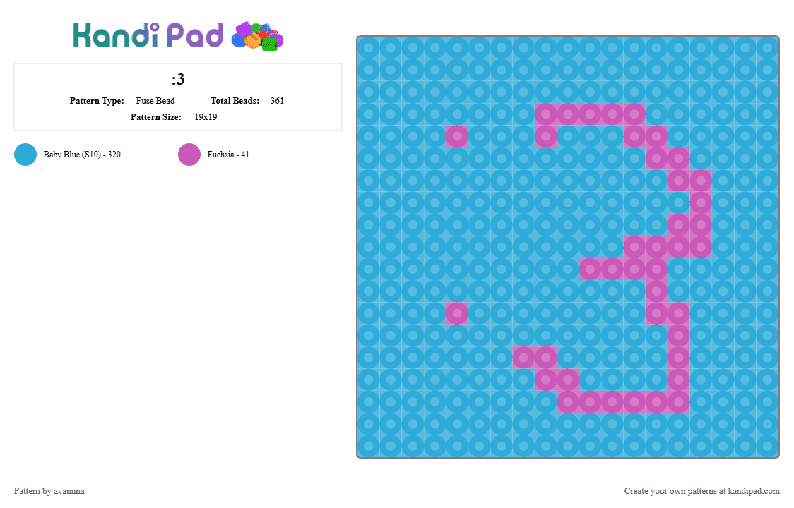 :3 - Fuse Bead Pattern by avannna on Kandi Pad - 