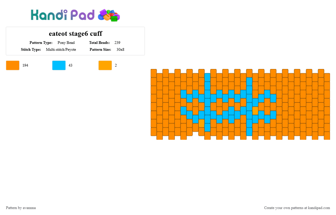 eateot stage6 cuff - Pony Bead Pattern by avannna on Kandi Pad - orange