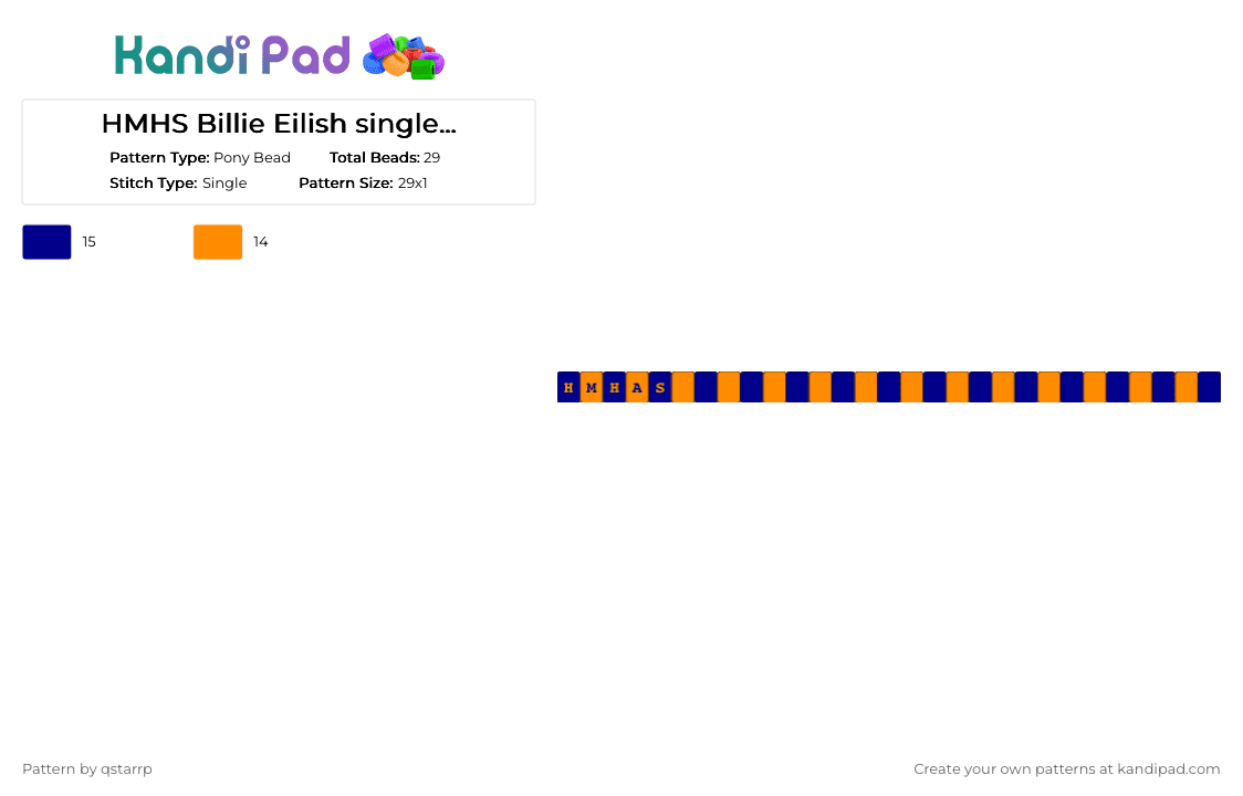 HMHAS Billie Eilish single… - Pony Bead Pattern by qstarrp on Kandi Pad - purple,orange,billie eilish,hmhs,tour,concert,lfiesucksss