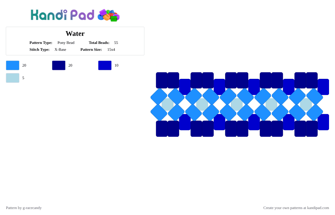 Water - Pony Bead Pattern by g-racecandy on Kandi Pad - light blue,purple