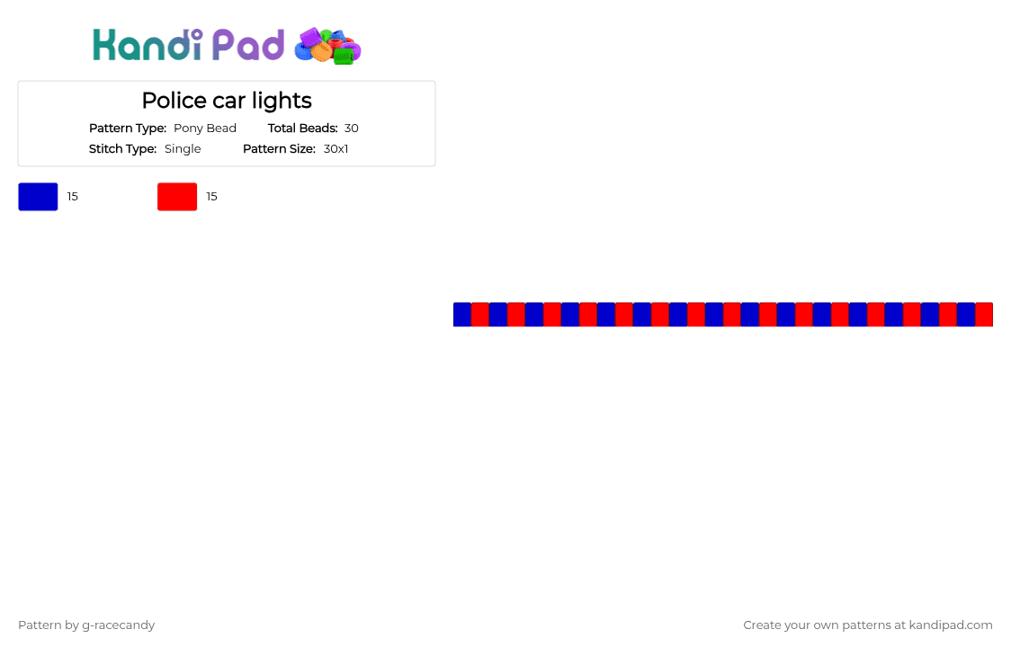 Police car lights - Pony Bead Pattern by g-racecandy on Kandi Pad - purple,red