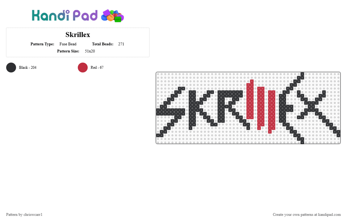 Skrillex Fuse Bead Pattern - Kandi Pad | Kandi Patterns, Fuse Bead ...