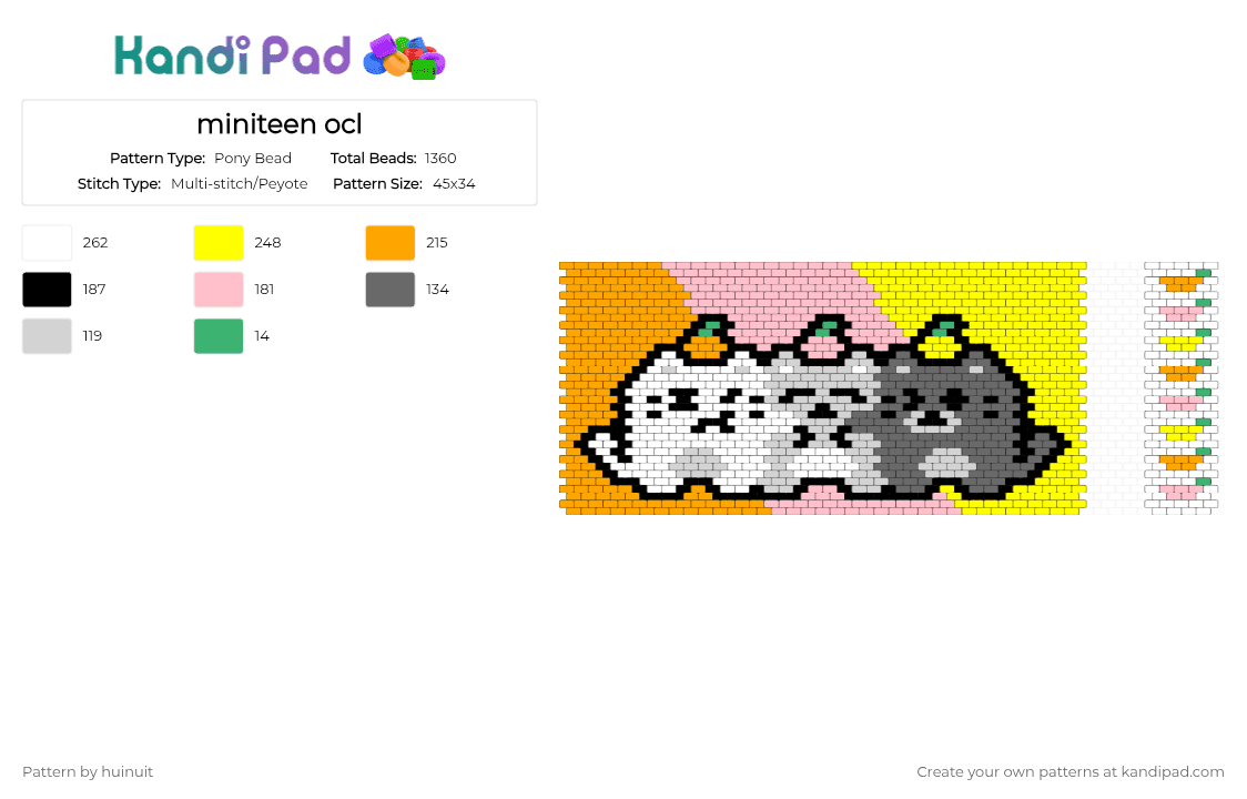 miniteen ocl - Pony Bead Pattern by huinuit on Kandi Pad - orange,pink,yellow