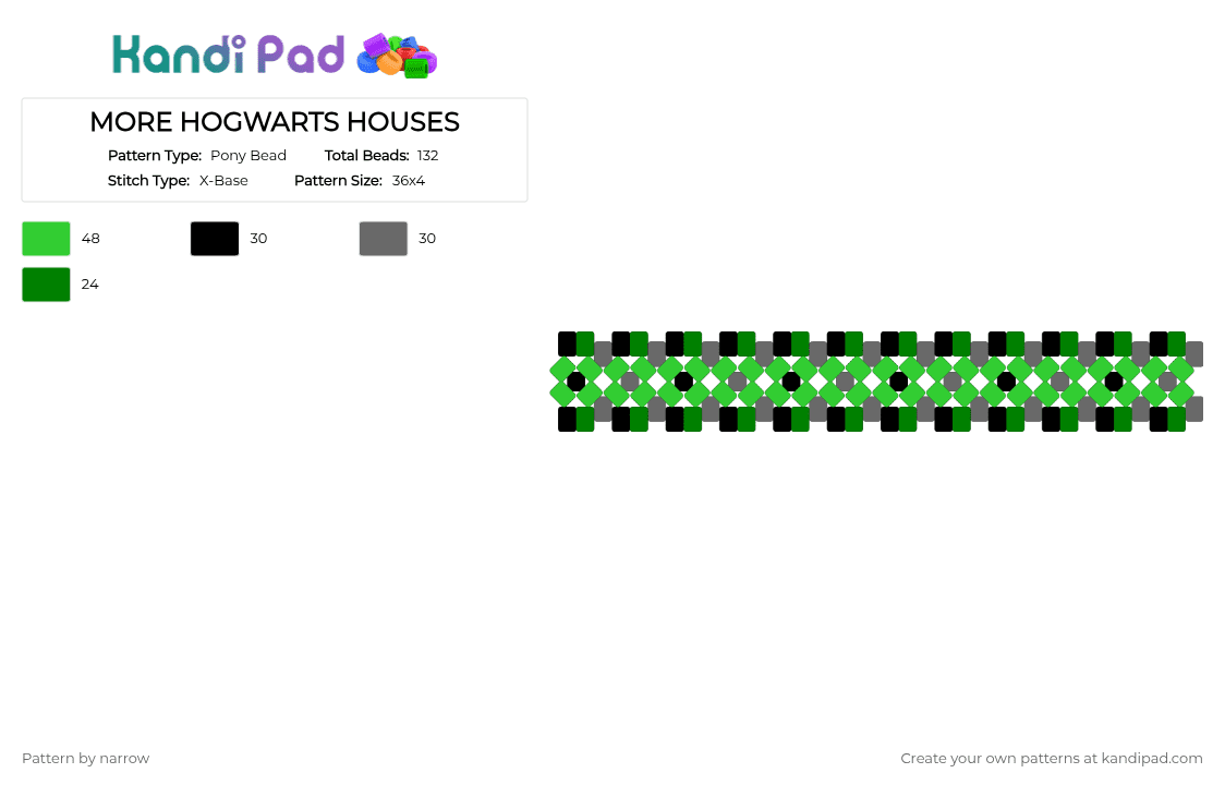 SYLTHERIN - Pony Bead Pattern by narrow on Kandi Pad - green,gray