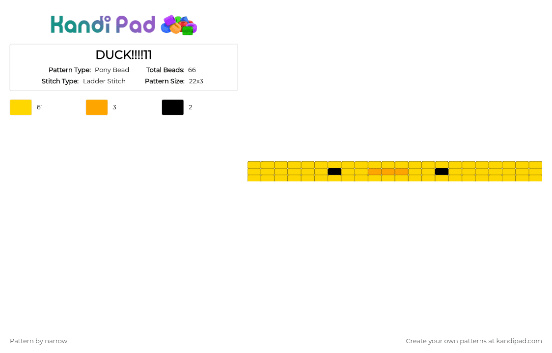 DUCK!!!!11 - Pony Bead Pattern by narrow on Kandi Pad - yellow