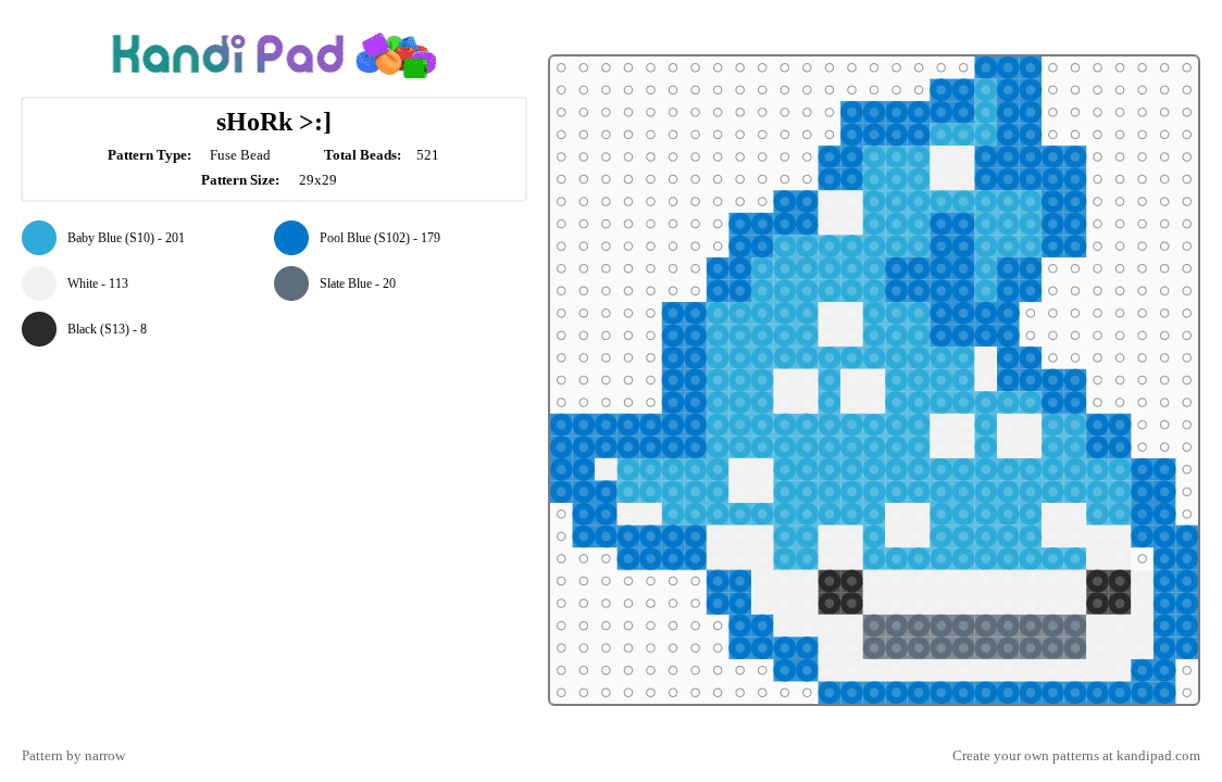 sHoRk >:] - Fuse Bead Pattern by narrow on Kandi Pad - blue,light blue