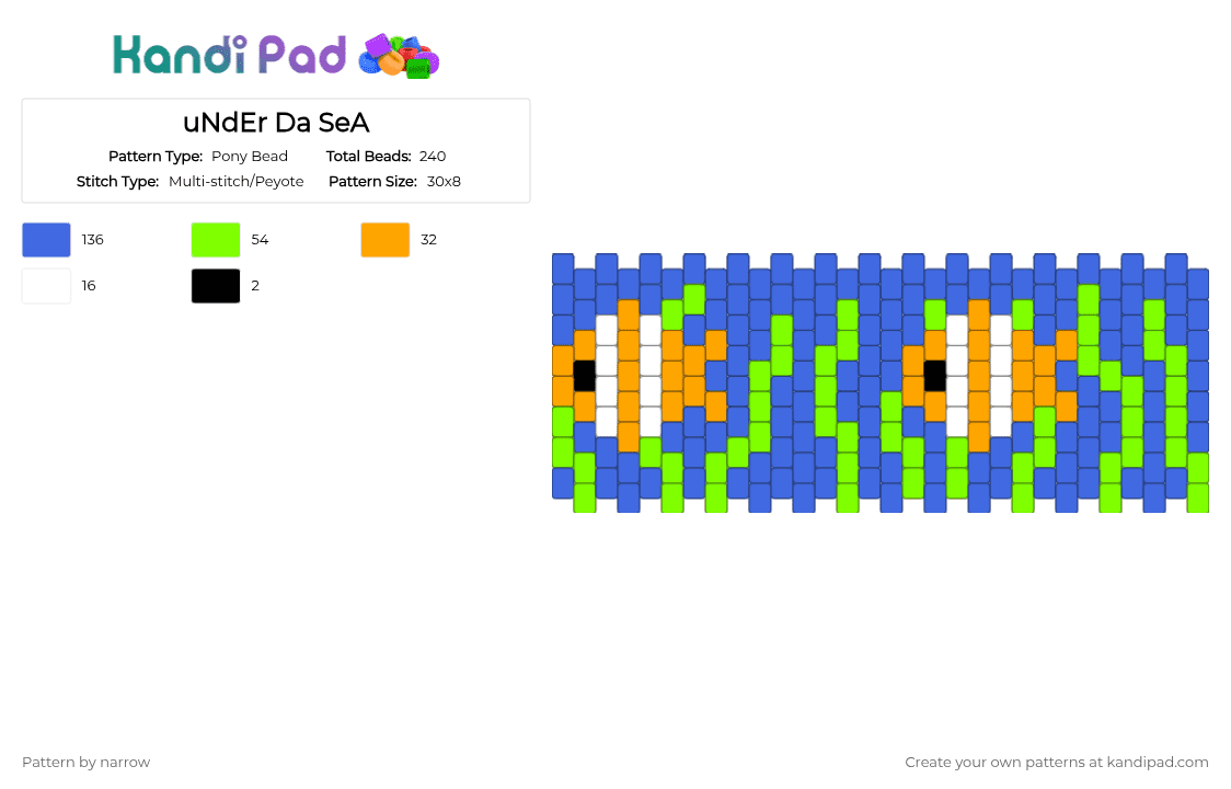 uNdEr Da SeA - Pony Bead Pattern by narrow on Kandi Pad - blue