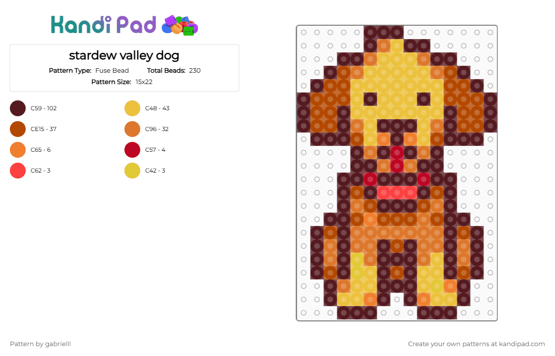 stardew valley dog - Fuse Bead Pattern by gabrielll on Kandi Pad - brown