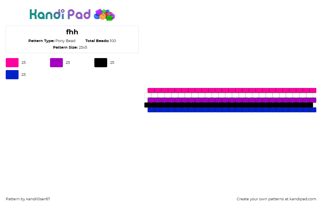 fhh - Pony Bead Pattern by kandil0ser67 on Kandi Pad - cuff