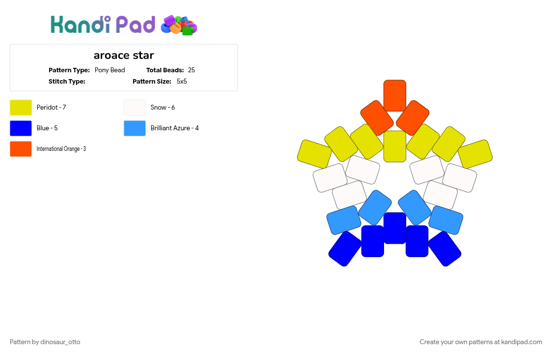 aroace star - Pony Bead Pattern by dinosaur_otto on Kandi Pad - aroace, aromantic, purple, star, yellow