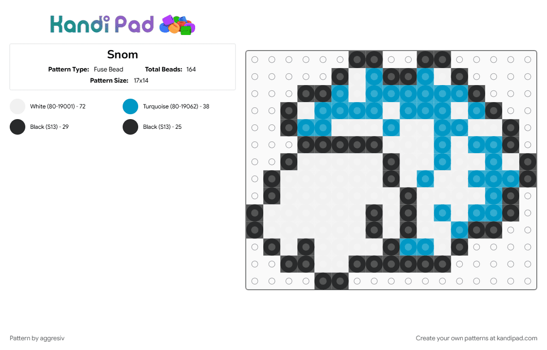 Snom - Fuse Bead Pattern by aggresiv on Kandi Pad - light blue, white