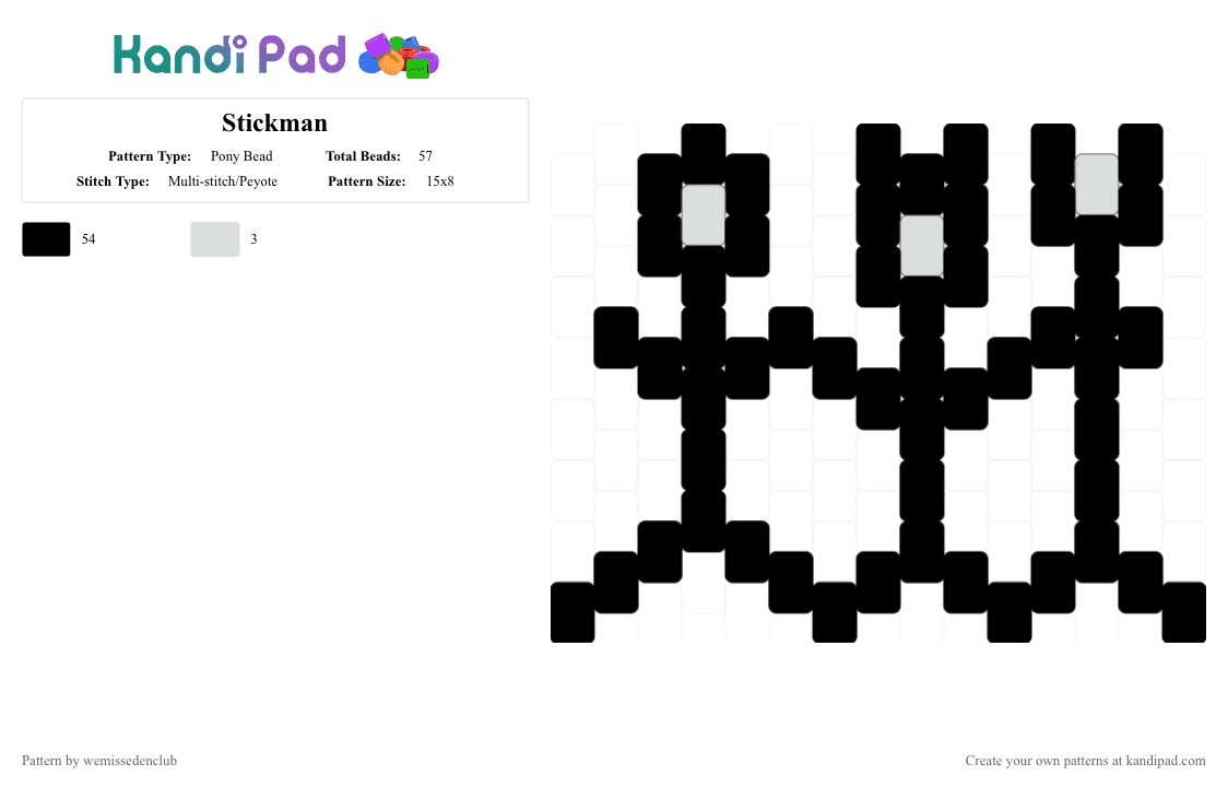 Stickman - Pony Bead Pattern by wemissedenclub on Kandi Pad - black