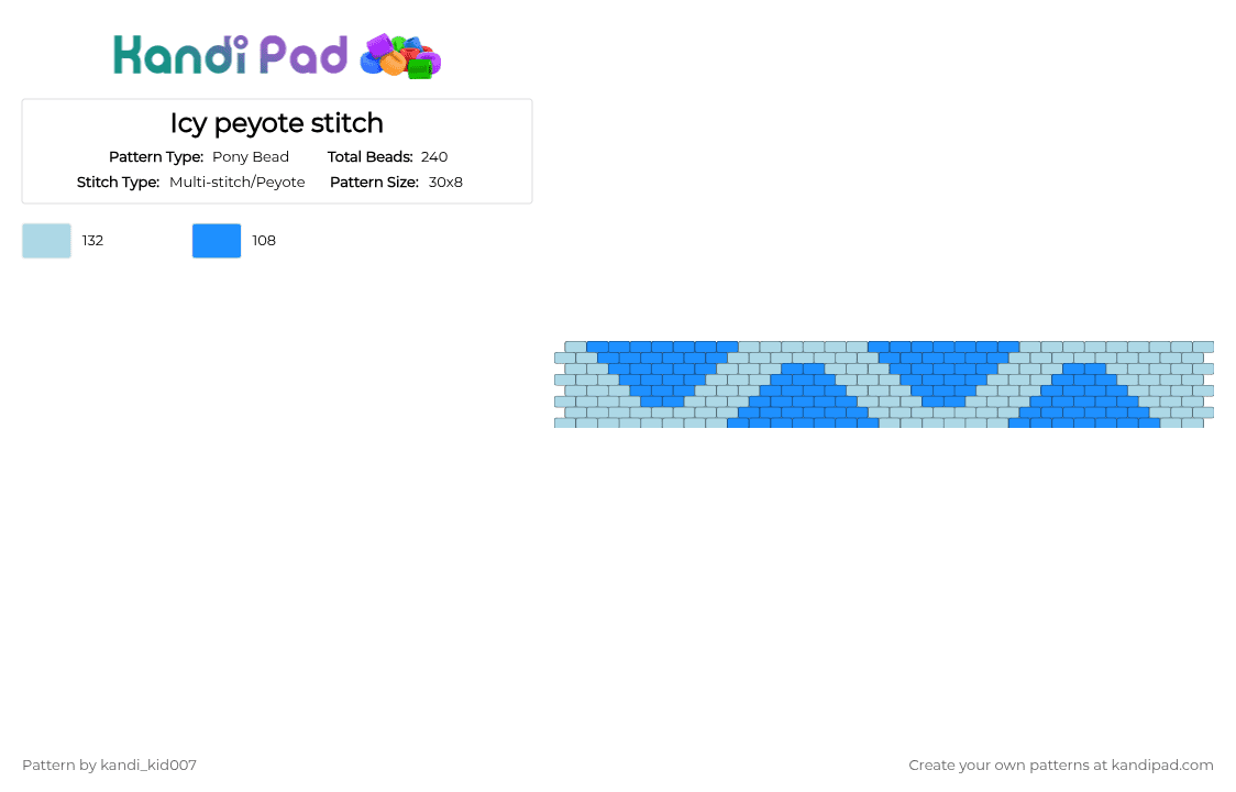 Icy peyote stitch - Pony Bead Pattern by kandi_kid007 on Kandi Pad - cotdicy, icy, light blue, peyotestitch