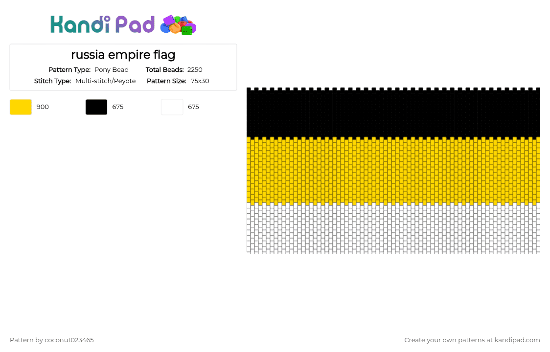 russia empire flag - Pony Bead Pattern by coconut023465 on Kandi Pad - yellow,white