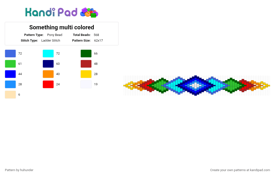 Something multi colored - Pony Bead Pattern by huhunder on Kandi Pad - green,blue,purple,colorful