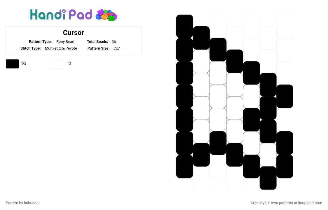 Cursor - Pony Bead Pattern by huhunder on Kandi Pad - black,white