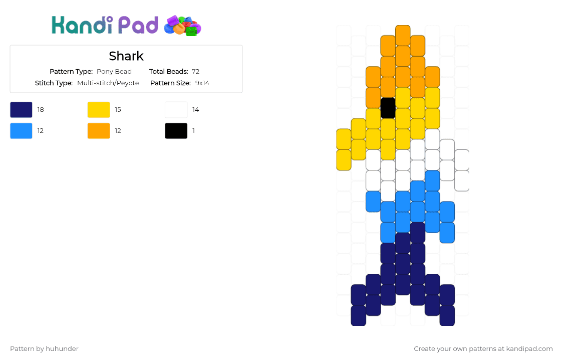 Aroace shark - Pony Bead Pattern by huhunder on Kandi Pad - purple, yellow